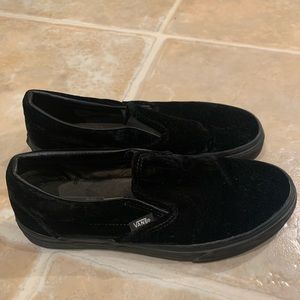 Black velvet slip on vans